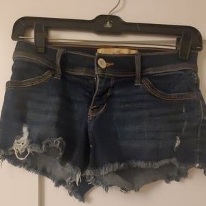 Hollister destroyed dark wash denim shorts